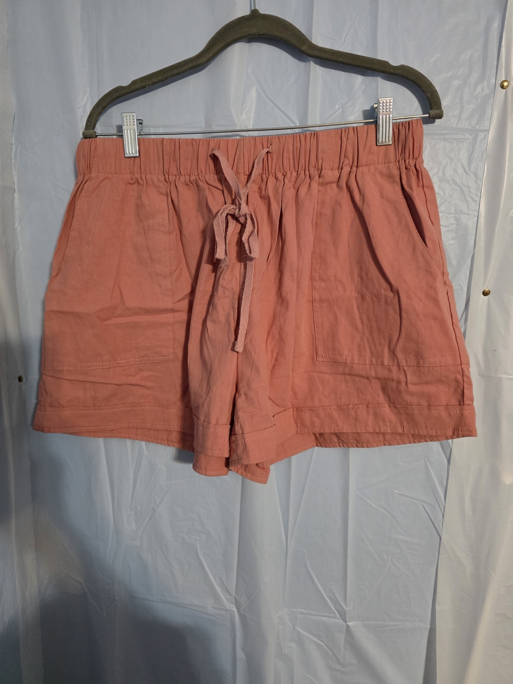 Women's Drawstring Casual Shorts - Coral Orange